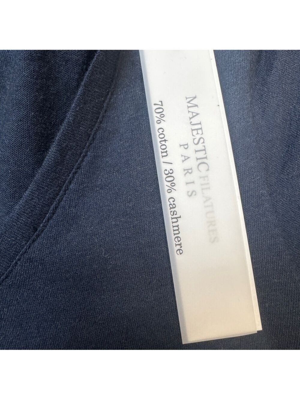 Majestic Filatures Women's Cashmere Cotton Long Sleeve Tee Navy Blue Casual 2/S - Picture 7 of 10